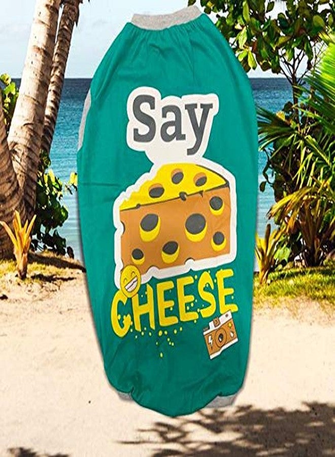 CHOOSTIX Summer Dog T-Shirt, Say Cheese, Green, 14", 150g - Image 2